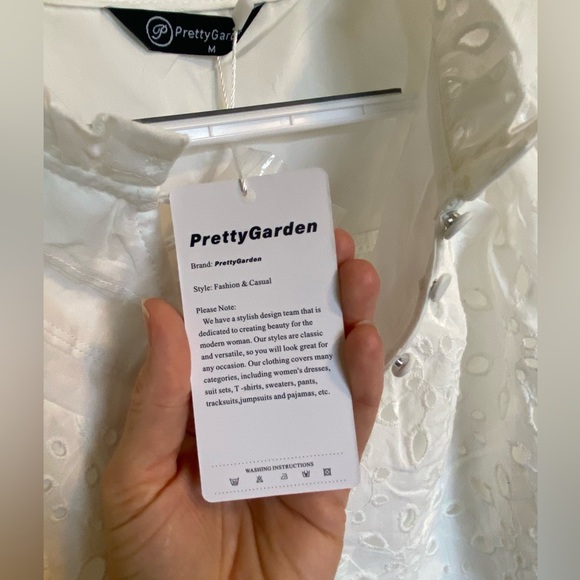 NWT PrettyGarden white eyelet short sleeve top - Picture 6 of 16